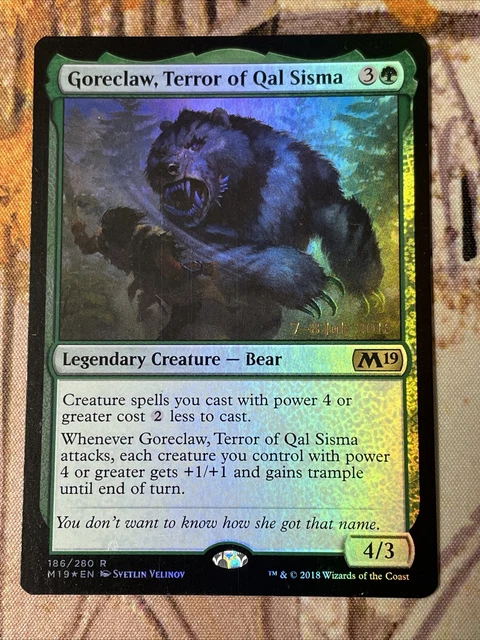 Goreclaw Terror of Qal Sisma 1x FOIL M19 MTG Core Set 2019 Rare MINT green Goreclaw Terror of Qal Sisma 1x FOIL M19 MTG Core Set 2019 Rare MINT green
