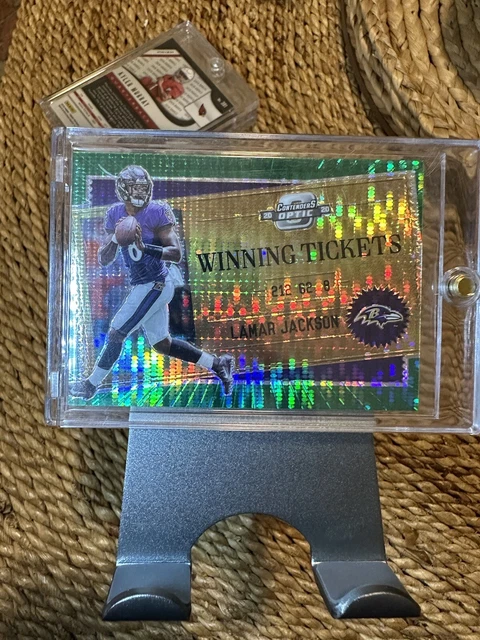 2020 Panini Contenders Optic Lamar Jackson Winning Ticket Green Pulsar /27