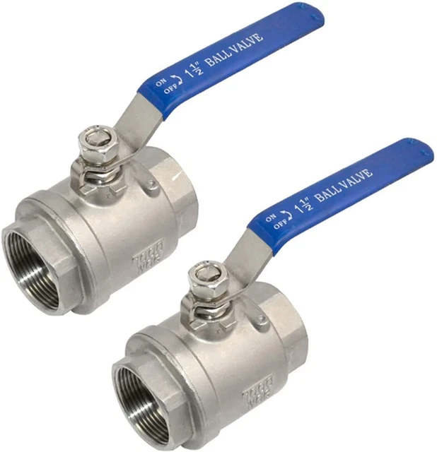 316 Stainless Steel 2 Full Port Ball Valve with Blue Vinyl Handle NPT Female