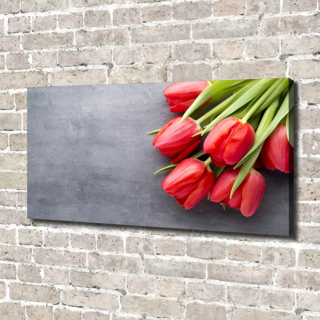 Los Mejores Cuadros Modernos para Decorar el Salón 140x70 Tulipanes rojos