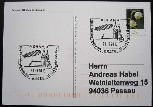 Bund BRD AK SST 80 Jahre Zeppelin über Cham