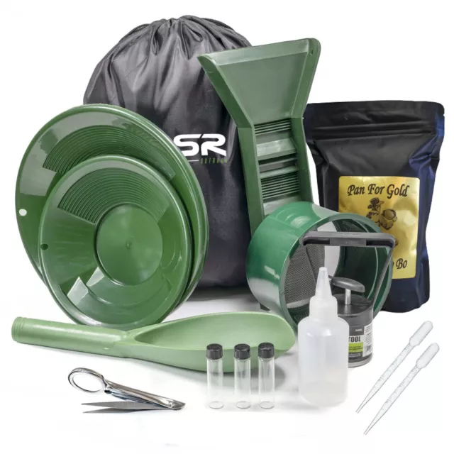 ASR Outdoor Gold Panning Accessory Tools Kit with Green and Black Trowels  4pc