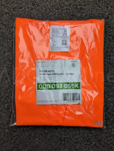Genuine Skoda Hi-Vis High Visibility Reflective Safety Vest 000093056K Orange