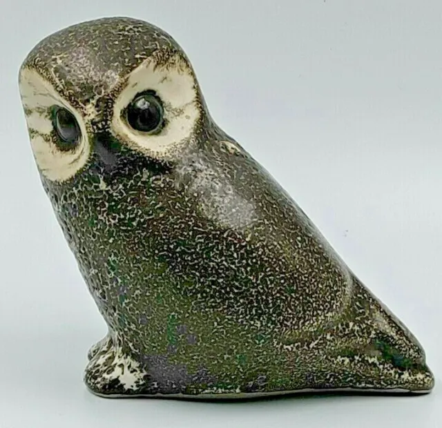 Vintage Pigeon Forge Tennessee Art Pottery OWL Speckled Brown Lava Glass 4-1/4"