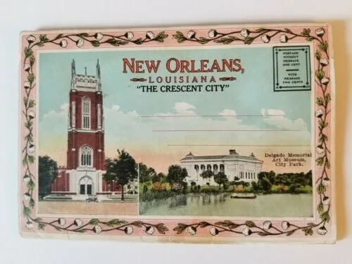 Vintage Souvenir Postcard Foldout circa 1920 New Orleans 20 views