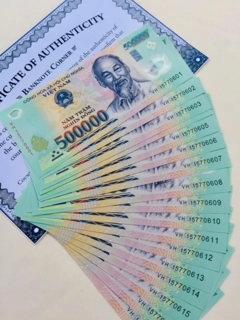 Vietnam 15 Million Dong = 500,000$ x 30 notes UNC