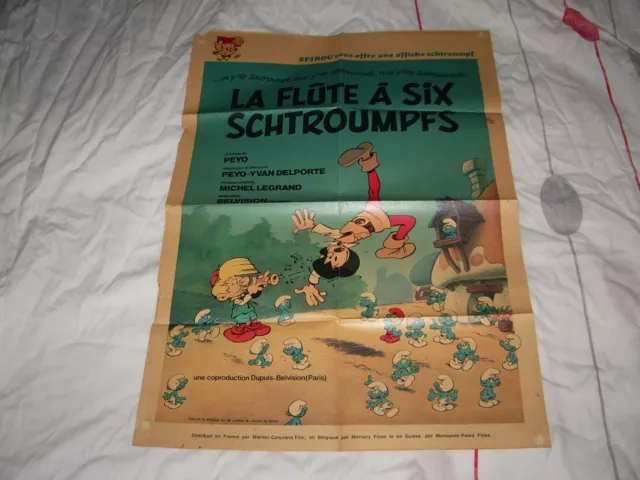 Peyo . Poster Flûte A 6 Schtroumpf . 1976 . Supplément À Spirou N°1976 . ( P38 )