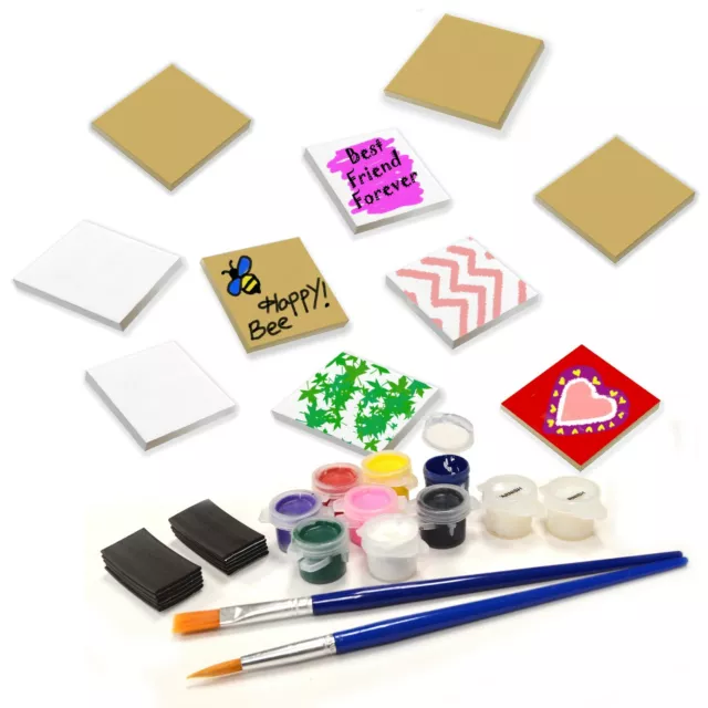 VHALE 10 Set Paint Your Own Magnetic Tile Art Fridge Decor Kids Crafts Painting