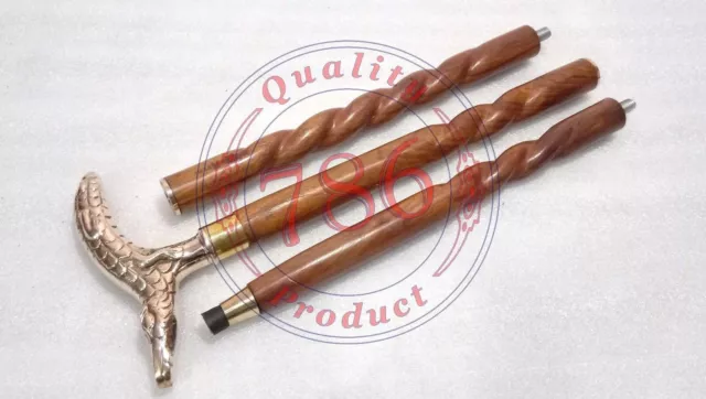 Brass Designer Victorian Handle Wooden Vintage Walking Cane Antique Style Stick