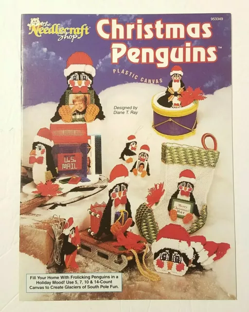 The Needlecraft Shop Plastic Canvas Christmas Penguins Stocking 1992 #953349 NEW