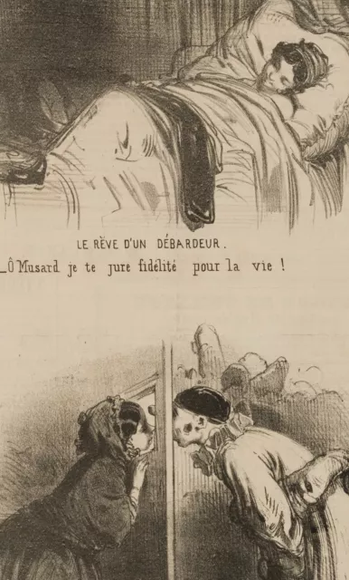 E. BEAUMONT (1819-1888), Caricatura. Incontri silenziosi, litografia moderna 3