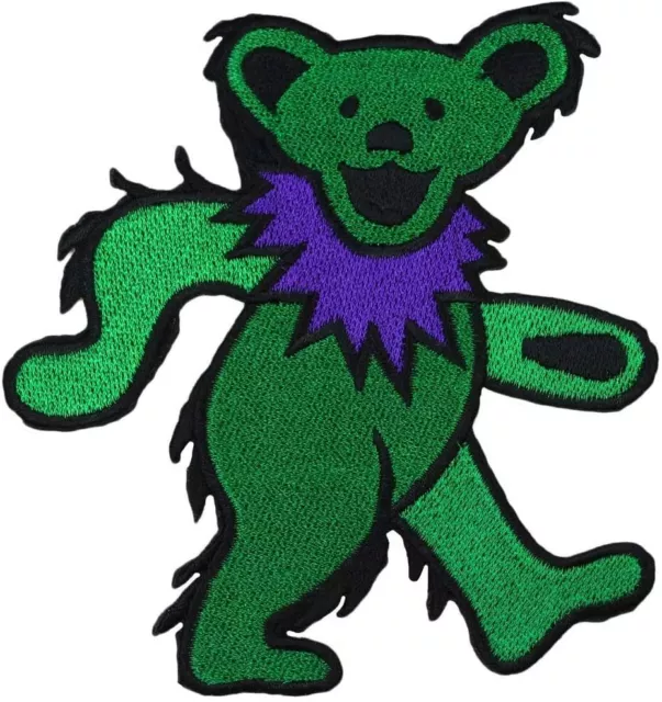 The Grateful Dead Dancing Bear Green Psychedelic Music Embroidered Patch P-1203