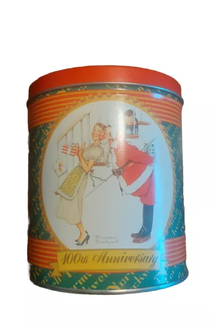 Norman Rockwell 100th Anniversary Santa Kissing Mommy Tin