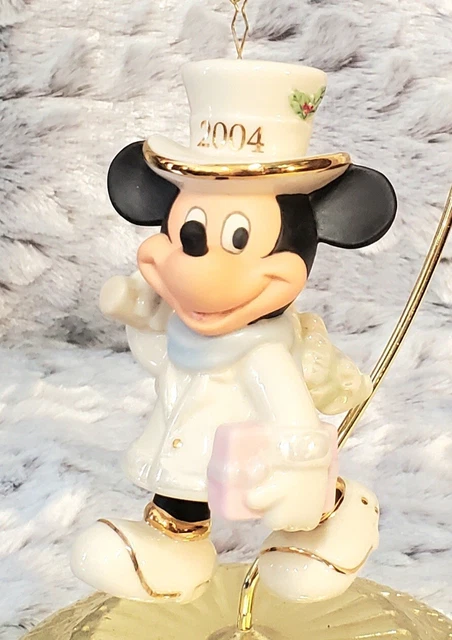 LENOX Classics 2004 Holiday Mickey Porcelain Christmas Ornament Disney 4.25 inch