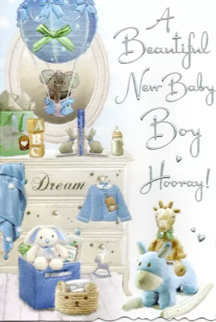 Baby Boy Birth Card ~ Quality Card & Lovely Verse By Jonny Javelin