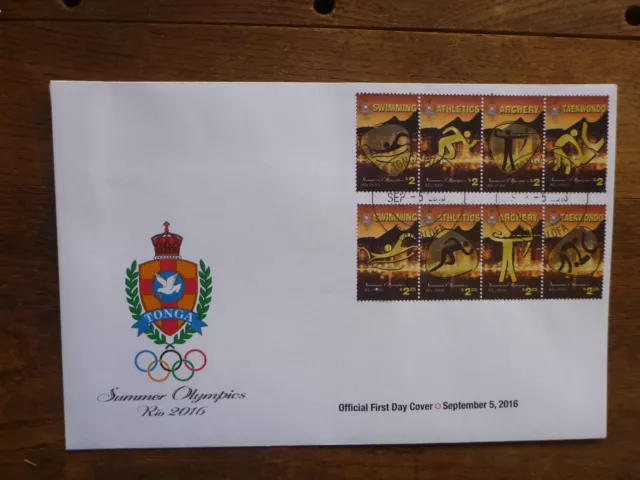 Tonga 2016 Rio Olympic Games Set 8 Stamps Fdc First Day Cover