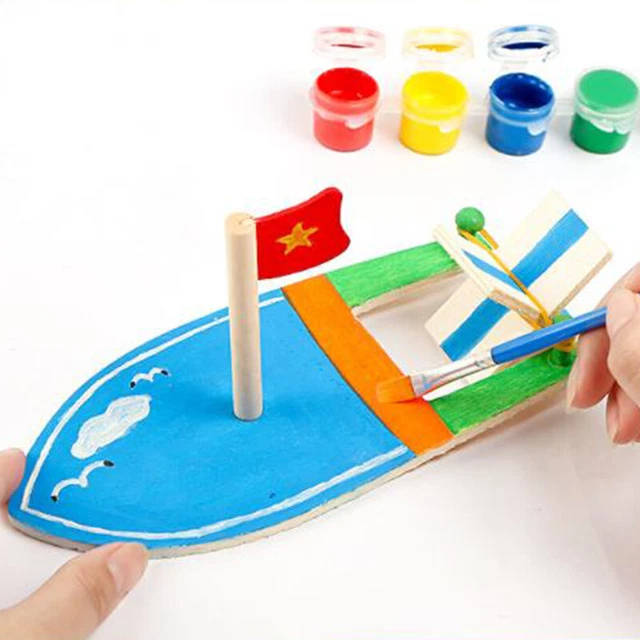 12 pcs leer Holzeinsatz Puzzle Flugzeug DIY Toy Aircraft Boat Horse Modell -xp