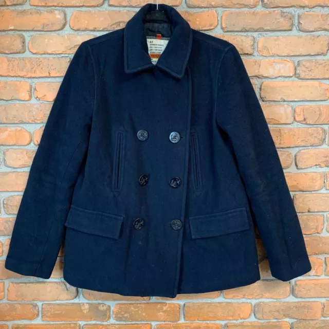 Abercrombie & Fitch Vintage A-4 Wool Blend Pea Coat Jacket Navy Blue - Size S