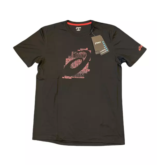 ASICS Men's Running T-Shirt (Size XL) Graphic Logo Sports Top - Black - New