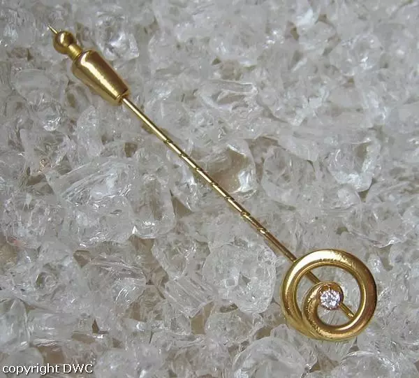 Anstecknadel mit Altschliffdiamant Nadel in 585 Gold Brosche Diamant 3