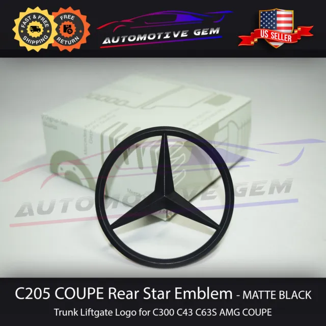 C205 COUPE Mercedes MATTE BLACK Star Emblem Rear Trunk Lid Logo Badge AMG C300