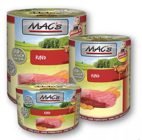 MAC's Cat ¦ Rind - 6 x 200g ¦ nasses Katzenfutter in Dosen