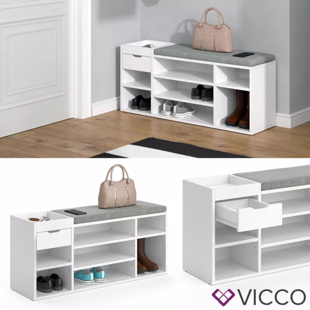 Banc à chaussures Vicco, meuble à chaussures, étagère à chaussures Eleon