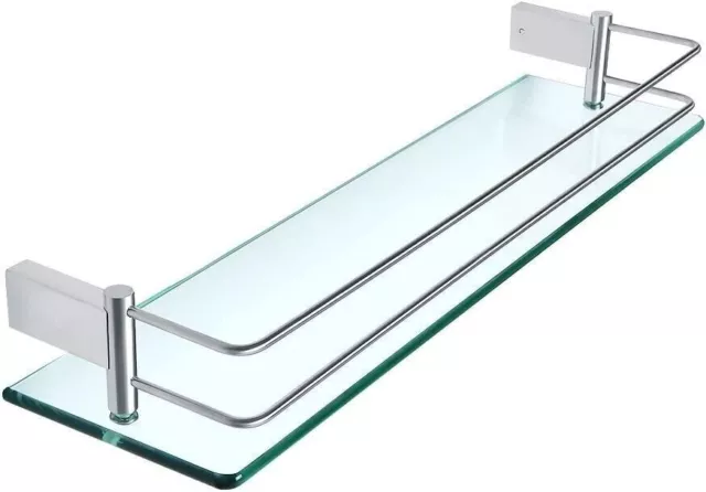 SAYAYO Tempered Glass Shelf Bathroom Shelf with Rail Wall Mounted 20 inches, St=