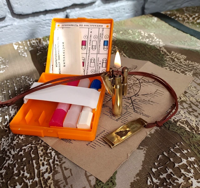 Stalker set Vintage Petrol Lighter Steampunk Metro 2033 stalker first aid kit