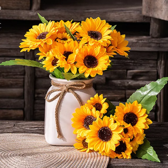 Lifelike 13 Heads Artificial Sunflower Silk Flower Bouquet Home Party Decoration