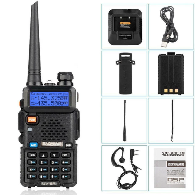 UK Baofeng UV-5R Walkie Talkie Dual Band UHF VHF Ham FM Two Way Radio Black