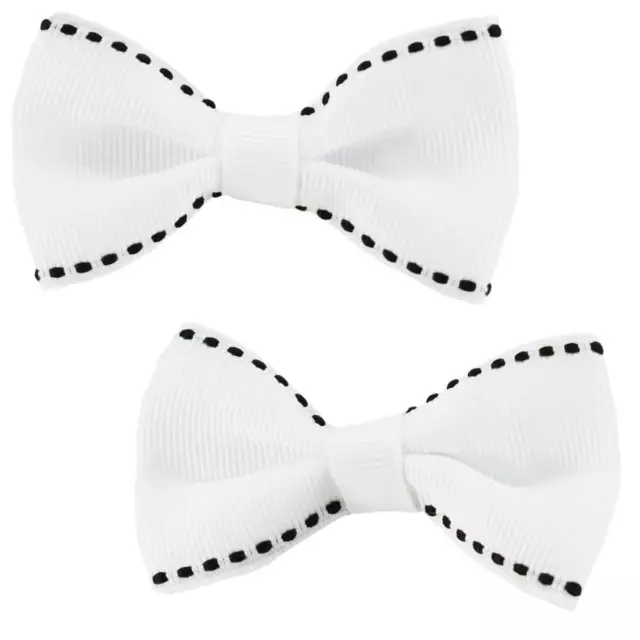 White Hair Clips Bow Barrettes Rockabilly Pin Up Retro Girly Cute Set of Two