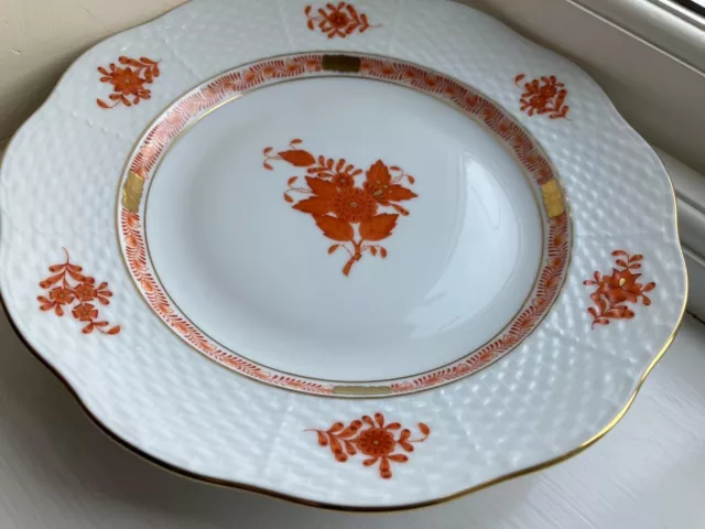 Herend Hungary hand painted Chinese Bouquet Gold/Rust/Orange plate