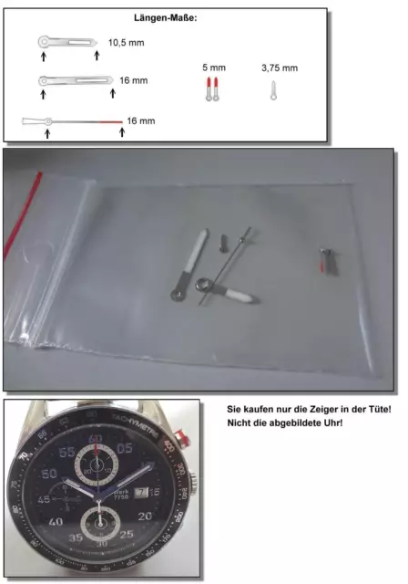 Zeigersatz (6 Zeiger) für ETA/VALJOUX Automatik-Werk 7750 (#470-Z) Ersatzzeiger