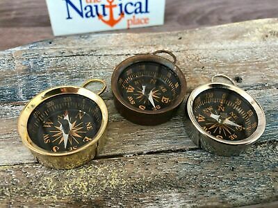 Antique vintage Finish Brass Pocket Compass Necklace Pendant Charm Old Style new
