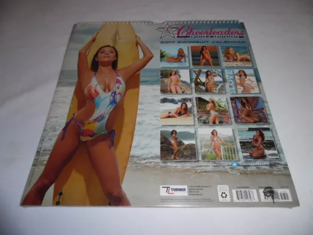 NEW 2017 Dallas Cowboys Cheerleaders Swimsuit Wall Calendar, 15"X15" Turner Lic. 2