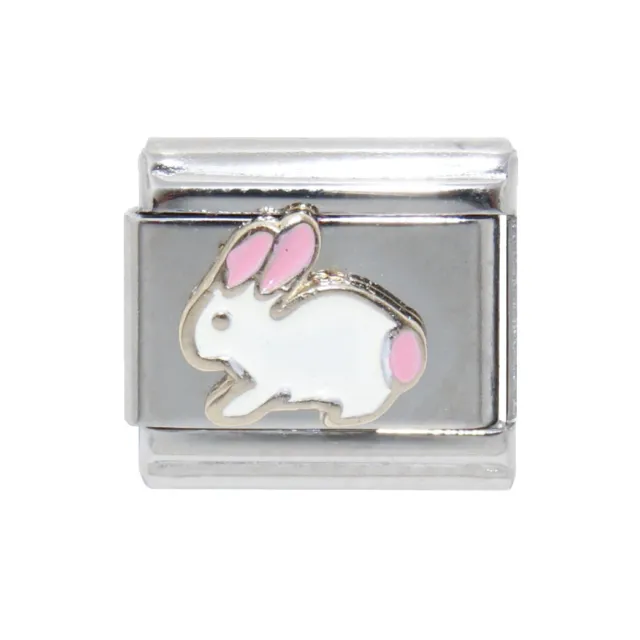 White Bunny Rabbit Italian charm - fits 9mm classic Italian charm bracelets