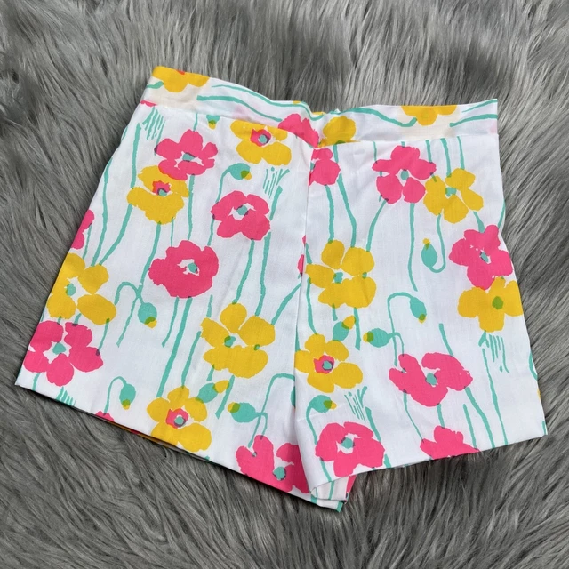 Vintage The Minnie By Lilly Pulitzer Girls White Pink Yellow Floral Shorts