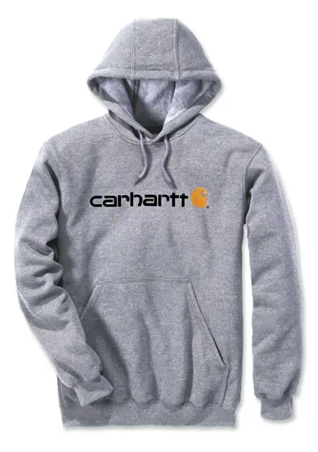 Carhartt Herren Sweatshirt Signature Logo Hooded Sweatshirt Heather Grey