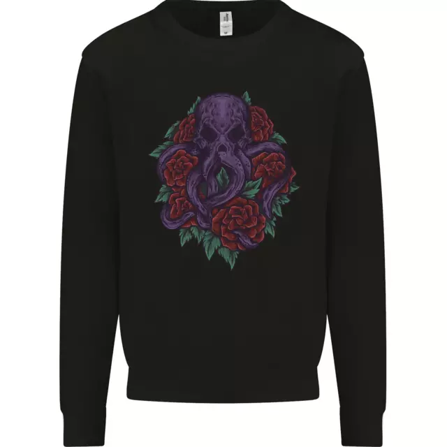 Octopus Skull Cthulhu Kraken With Roses Mens Sweatshirt Jumper