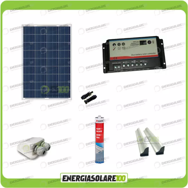 Kit Camping car panneau solaire 100W 12V régulateur REGDUO support colle passeto