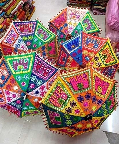 Lote de 5 paraguas al por mayor para decoración de bodas indias estampado de elefante fiesta de Navidad