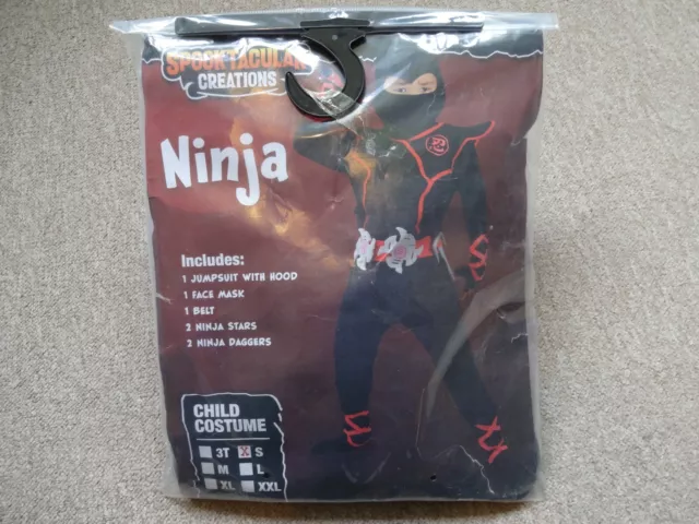 New Childs Ninja Fancy Dress Costume Small Age 5-6 Years Chest 26-28 Inch