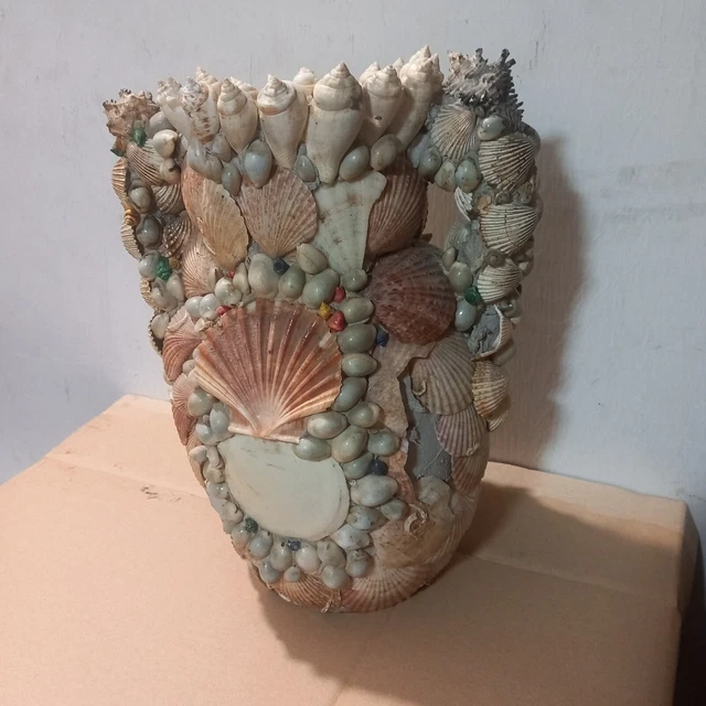 VECCHIA ANFORA VASO Vintage Con Conchiglie EUR 15,00 - IT - Foto 4