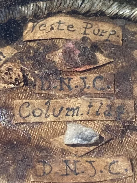 reliquia reliquary Veste e Colonna Di Gesù + 9 Papi Ossibus Con Certificato 1816 3