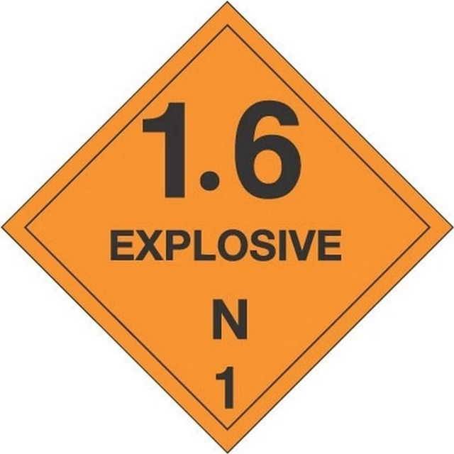 4" x 4" 1.6 Explosive N D.O.T. Class 1 Hazard Labels (500 per Roll)
