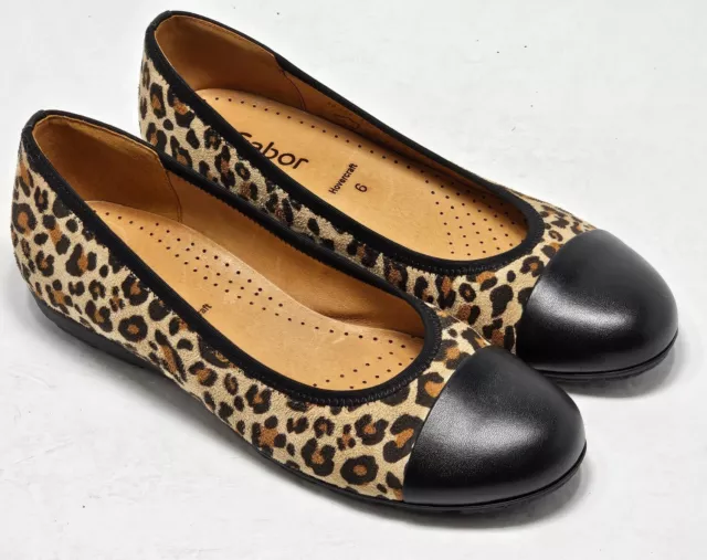 Gabor Hovercraft Animal Print Black Toe Ballet Flat leopard SIZE 6 - 34161