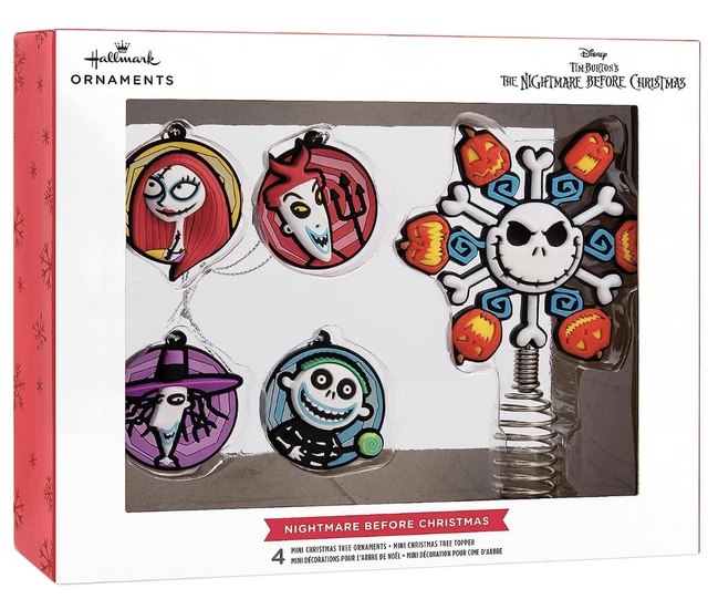 HALLMARK NIGHTMARE BEFORE Christmas Mini Tree Topper Ornament Set New