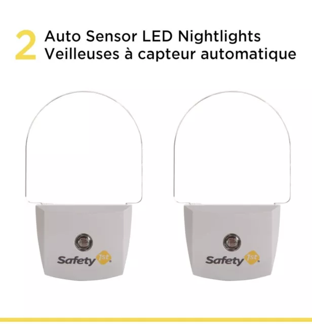 Safety 1st Auto Sensor LED Cool Touch Nightlight Kids Baby Room Nursery (2 Pack)