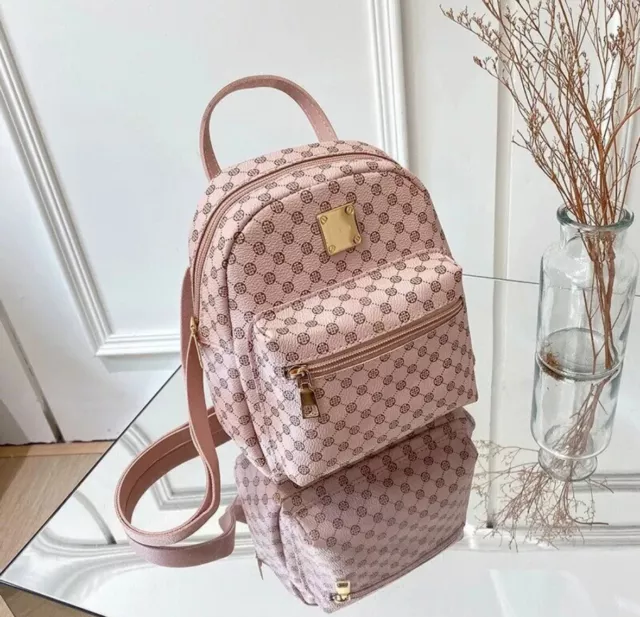 Fashion Casual PU Leather Backpack Mini Backpack Trendy Backpack - PINK - Cute